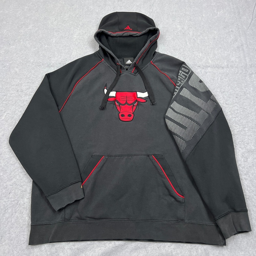 Adidas Chicago Bulls Sweatshirt Mens XL Black Pullover Hoodie Basketball Logo